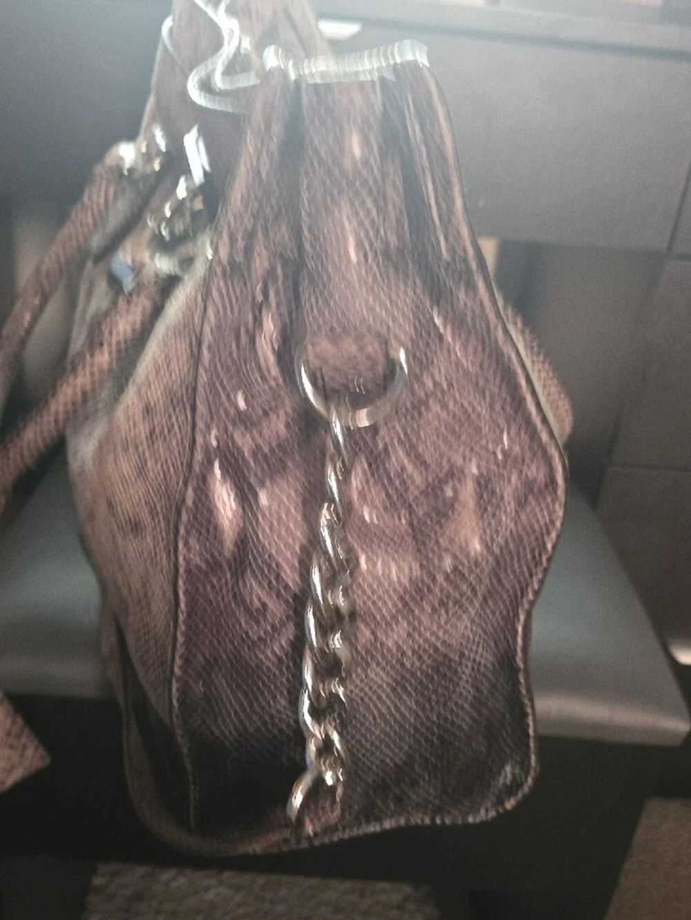 Michael Kors Pink Snakeskin-Pattern Shoulder Tote